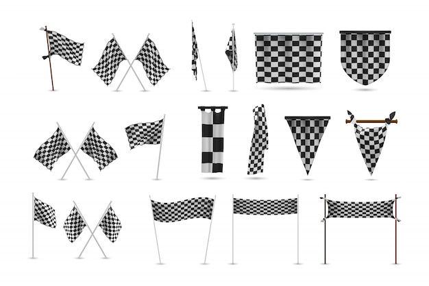 Premium Vector Realistic Racing Flags Set Collection