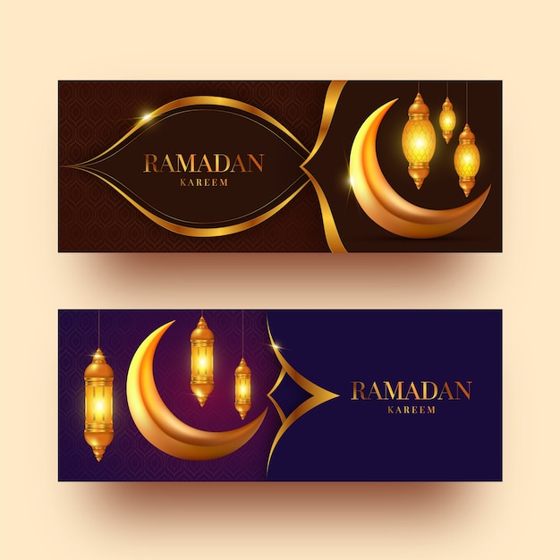 Realistic Ramadan Banners Free Vector