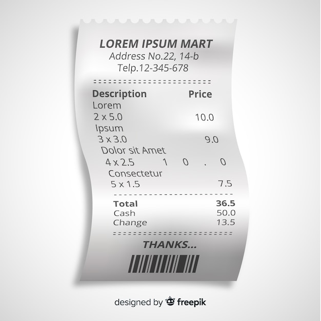 Free Vector | Realistic receipt template