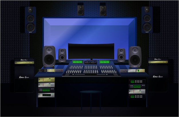 Realistic Recording Studio Premium Vector