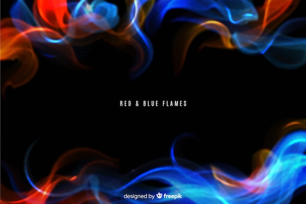 リアルな赤と青の炎の背景 無料のベクター