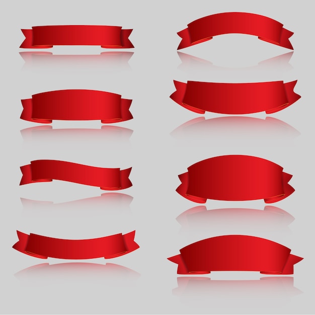 Premium Vector | Realistic red glossy vector ribbons