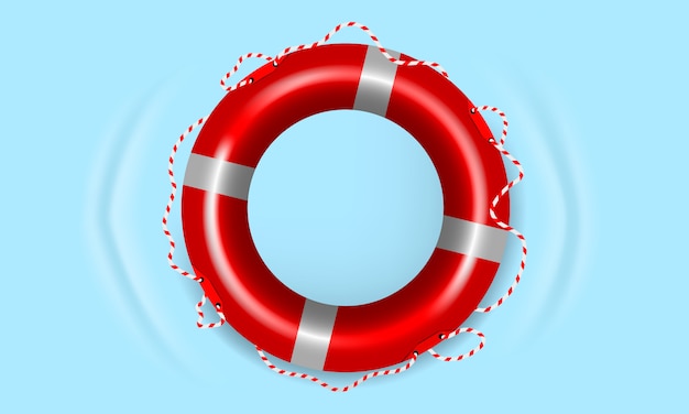プレミアムベクター 水 イラストで現実的な赤い救命浮輪