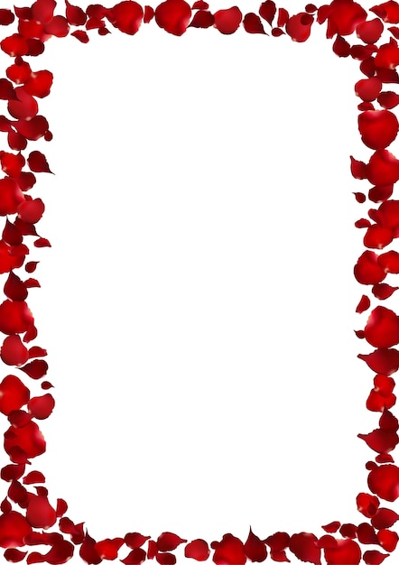 Download Realistic red rose petal frame illustration | Premium Vector
