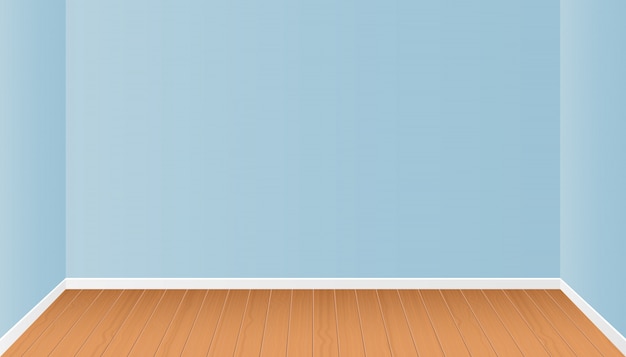 木製の床のイラストが現実的な部屋のインテリア プレミアムベクター