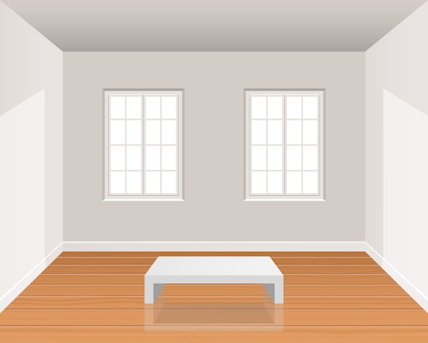 プレミアムベクター 木製の床のイラストが現実的な部屋のインテリア