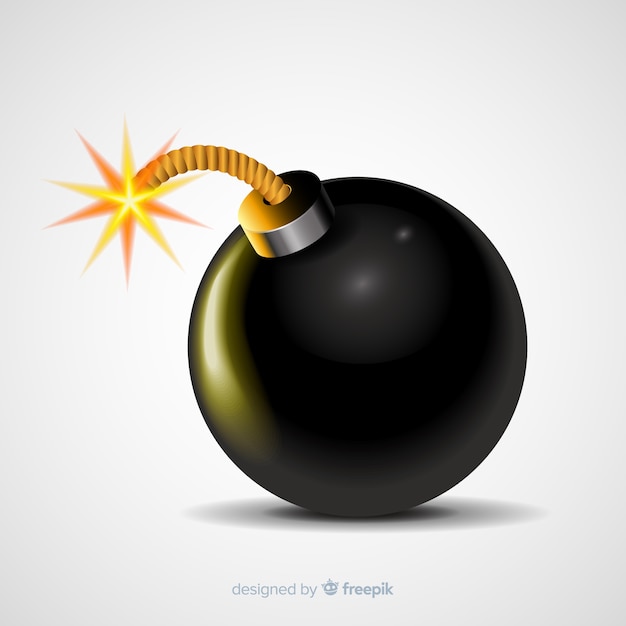 Realistic rounded bomb with fuse Free Vector