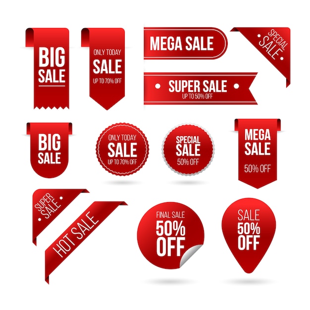 Realistic sales label set Vector | Free Download