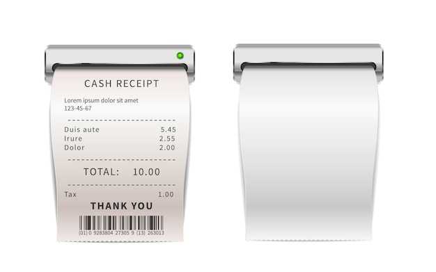 Download Free Realistic Sales Receipts Going Out From Printing Machine White Use our free logo maker to create a logo and build your brand. Put your logo on business cards, promotional products, or your website for brand visibility.