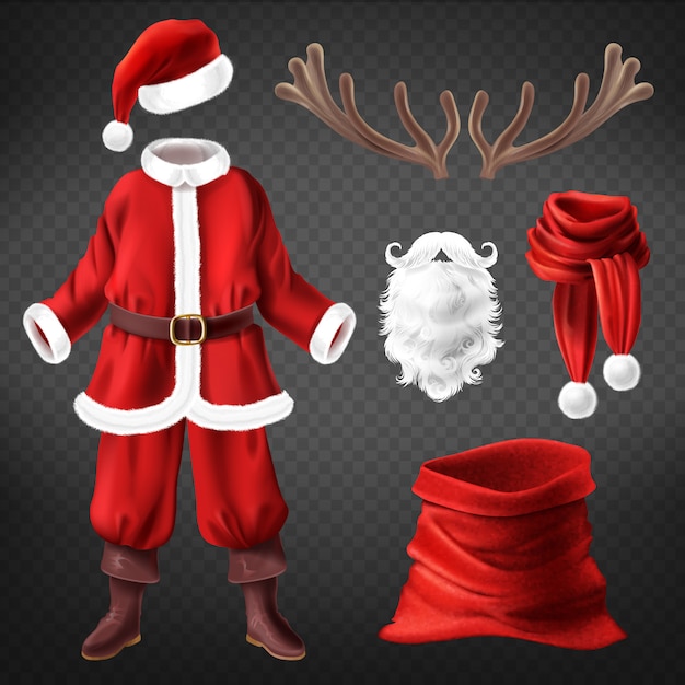 Download Realistic santa claus costume with accessories for fancy ...