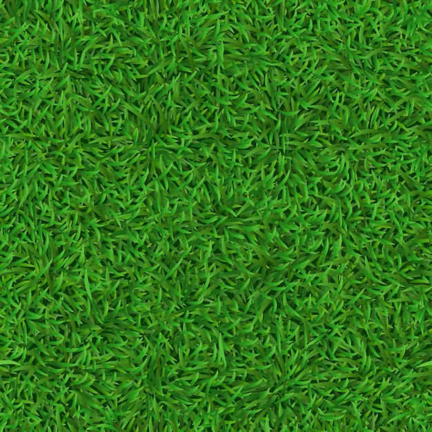 現実的なシームレスな緑の芝生 グラスカーペットのテクスチャ 新鮮な自然のカバーパターン 庭の緑の草とハーブの草原の背景 サッカー サッカーフィールドの テクスチャ プレミアムベクター
