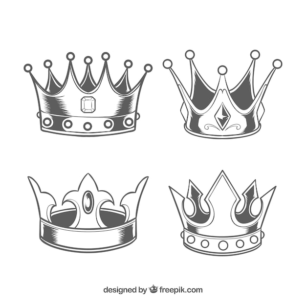 Free Vector Realistic set of handdrawn crowns