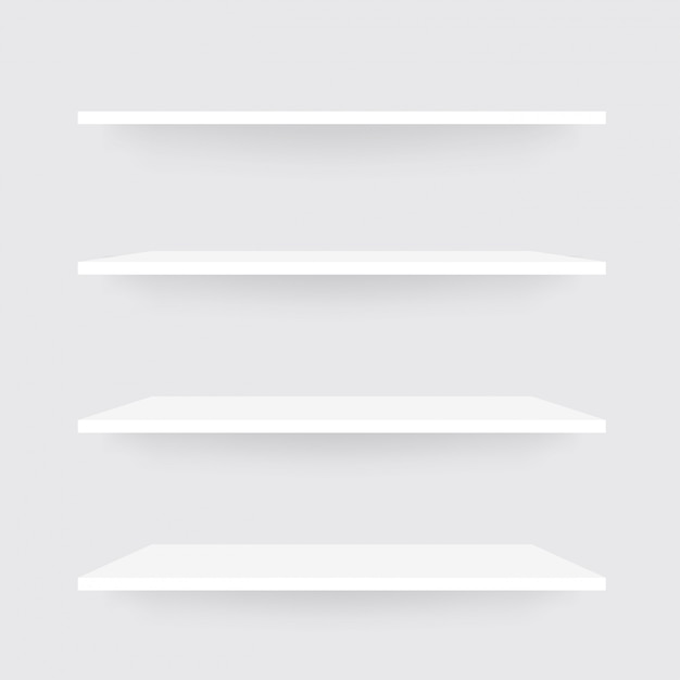 Download Realistic set shelves. white shelf mockup with shadow ...