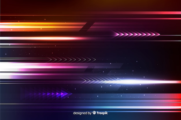 Realistic shining light movement background Free Vector