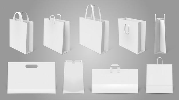 Download Premium Vector | Realistic shopping bag. white paper empty ...
