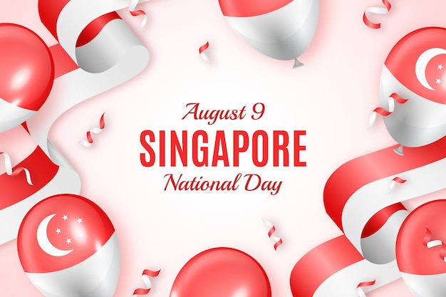 リアルなシンガポール建国記念日イラスト 無料のベクター