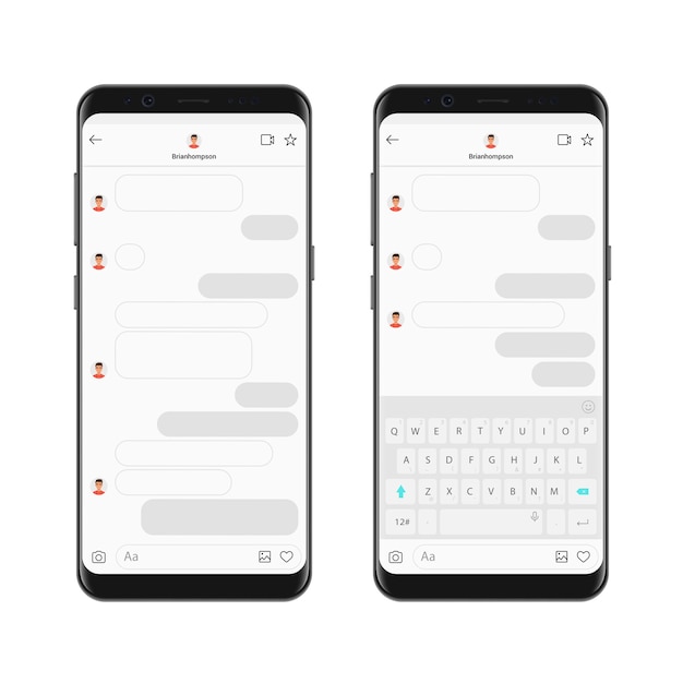 Download Premium Vector | Realistic smartphone chatting messenger app template with chat bubbles and ...