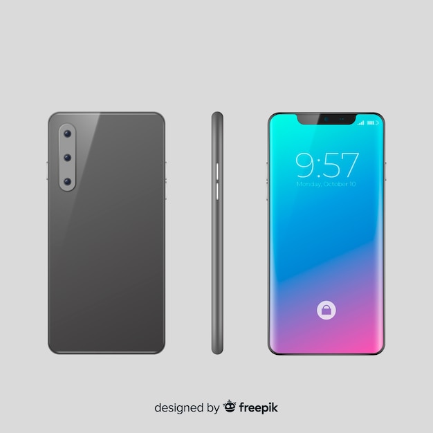 Realistic smartphone in different positions Free Vector