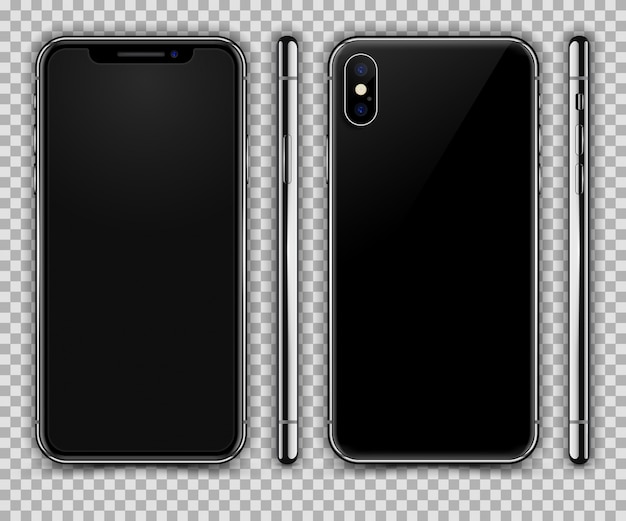 Download Premium Vector Realistic Smartphone Similar To Iphone X Front Rear And Side View