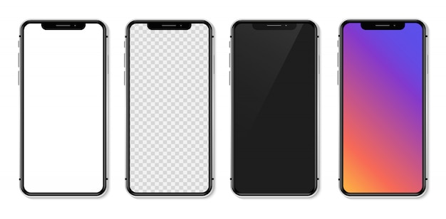 Realistic smartphone with empty white screen.  illustration Premium Vector