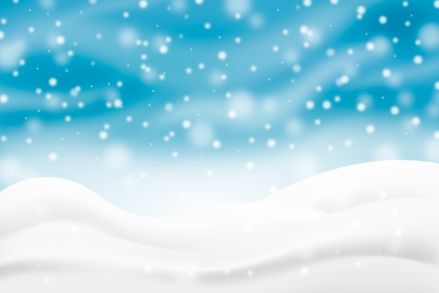 Realistic snowfall background with hills Vector | Free Download