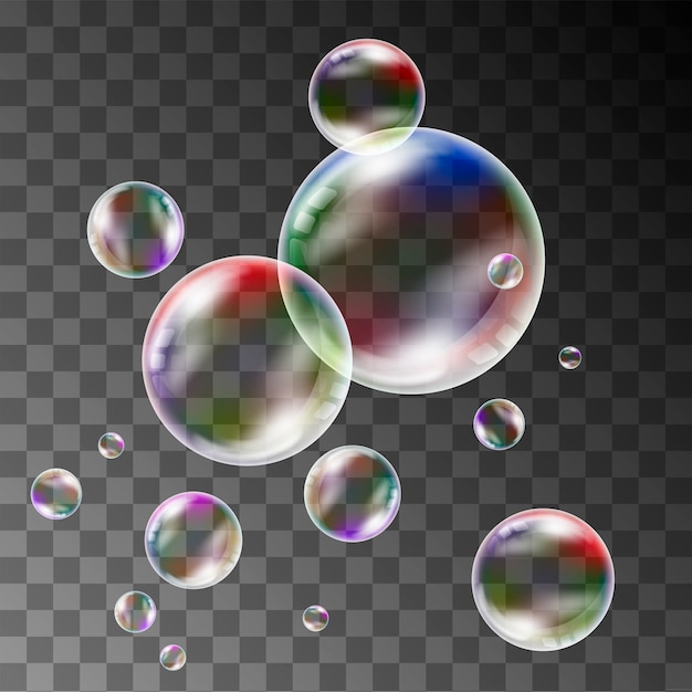 Premium Vector | Realistic soap bubble. on a transparent background ...