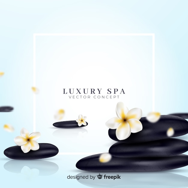 Free Vector | Realistic spa stones with flowers