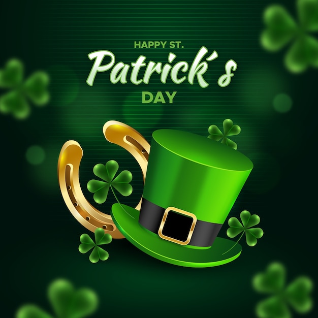 Beautiful Clovers St. Patrick's Day Background. Vector Art & Graphics