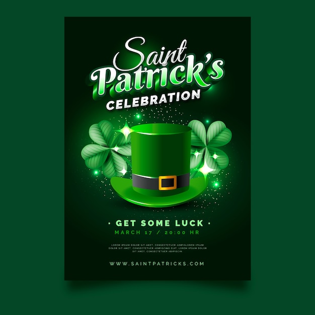 Realistic st. patrick's day flyer template Free Vector