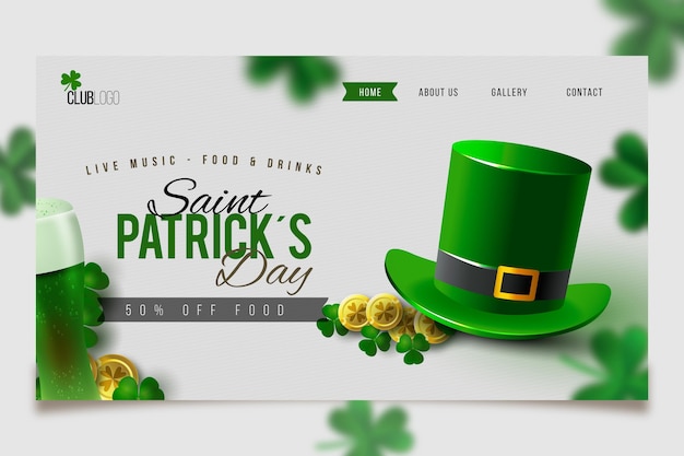 Realistic st. patrick's day landing page Free Vector