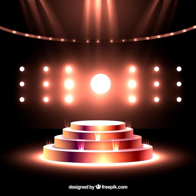 Realistic Stage Podium With Elegant Lightning Vector 