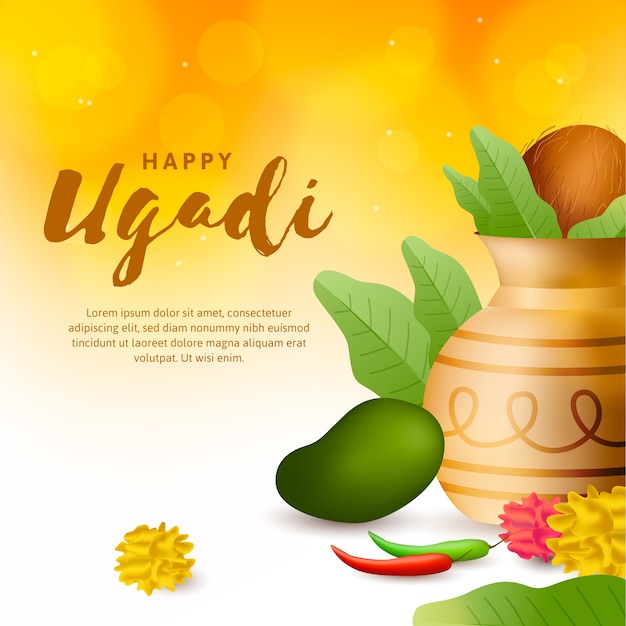Realistic style for ugadi event Free Vector