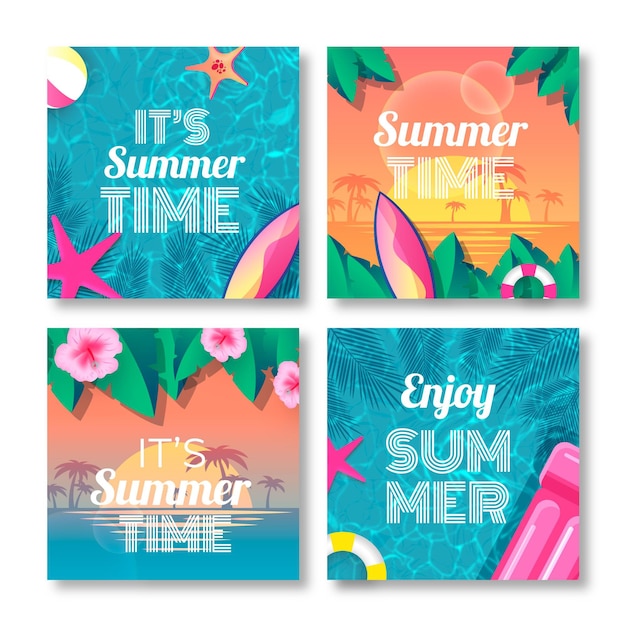 Realistic summer card template Free Vector