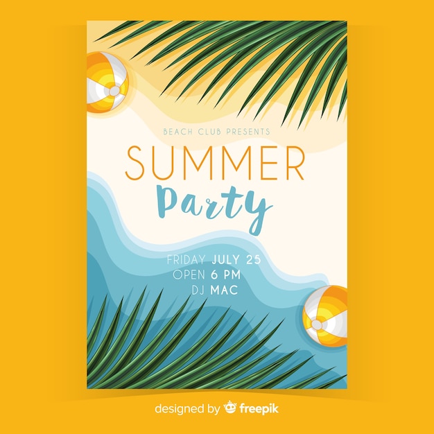 Free Vector Realistic summer party flyer template