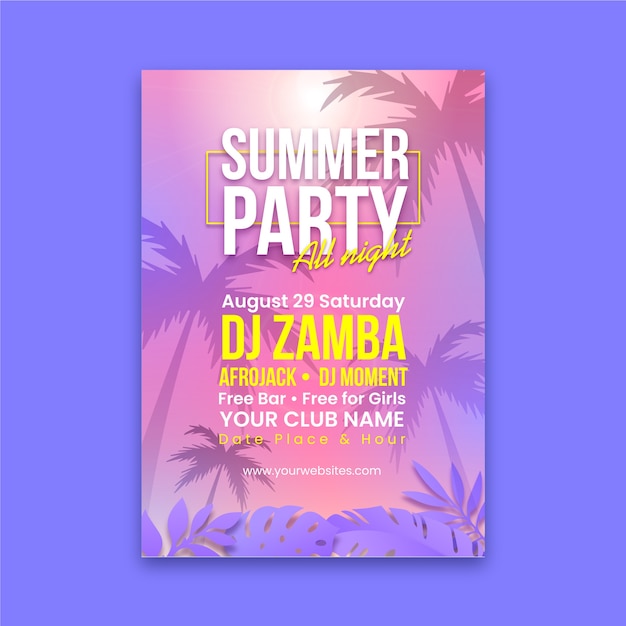 Free Vector | Realistic summertime party flyer