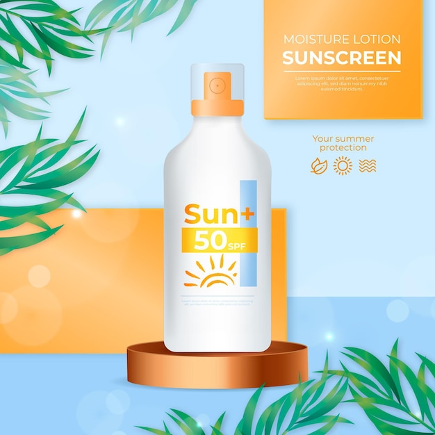 Realistic Sunscreen Ad Concept 