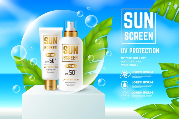 Realistic sunscreen ad concept | Free Vector