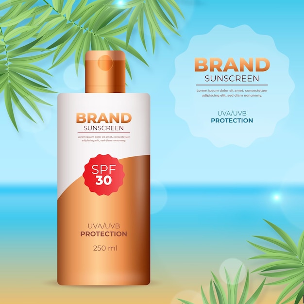 Free Vector | Realistic sunscreen ad concept