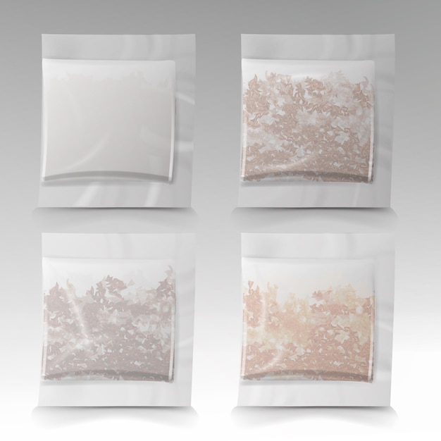 Download Realistic tea bag set Vector | Premium Download