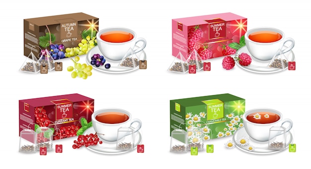 Download Premium Vector | Realistic tea packaging mockup collection