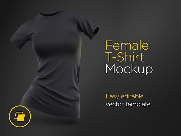 Download Premium Vector Realistic Template Blank Black Woman T Shirt Cotton Clothing