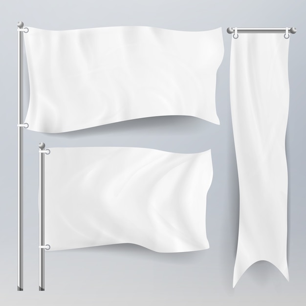 Premium Vector | Realistic template blank white flags