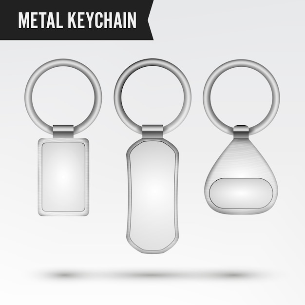 Download Realistic template metal keychain vector set. 3d key chain ...