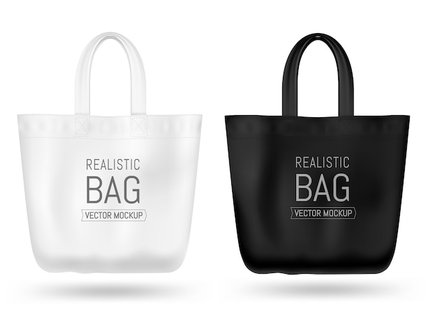 Download Realistic textile tote bag mock up. black and white ...