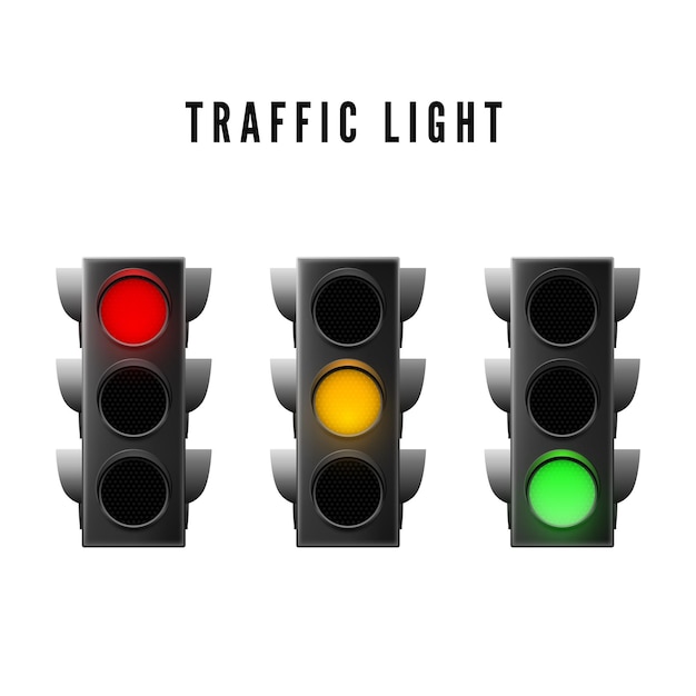 Premium Vector Realistic Traffic Light Red Yellow And Green Traffic Signal Isolated Vector Illustration