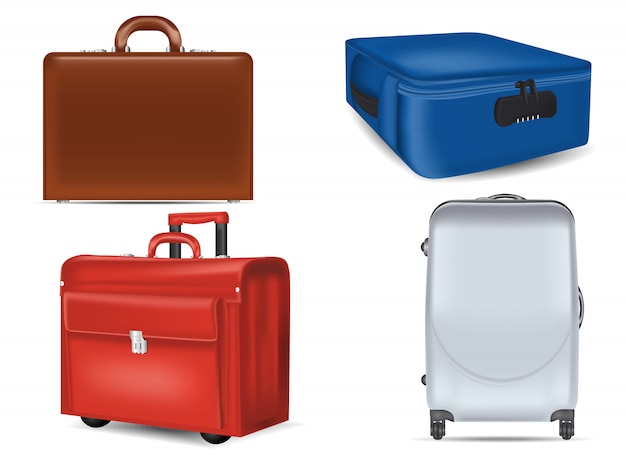 Premium Vector | Realistic travel suitcases set.