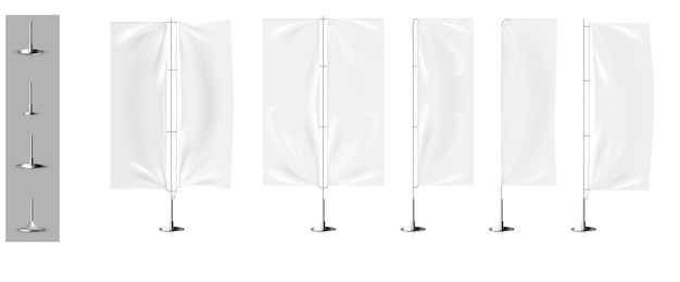 Download Premium Vector Realistic Tridimensional Banner Flag Mockups PSD Mockup Templates