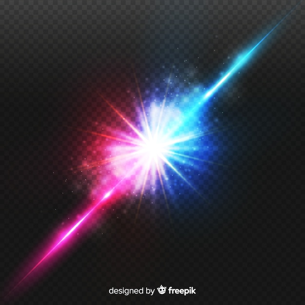 Realistic two lights collision effect Free Vector