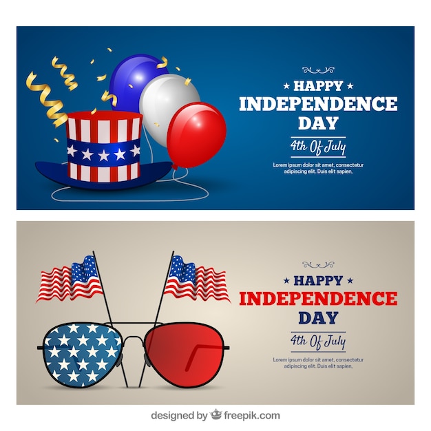 Free Vector Realistic Usa Independence Day Banners