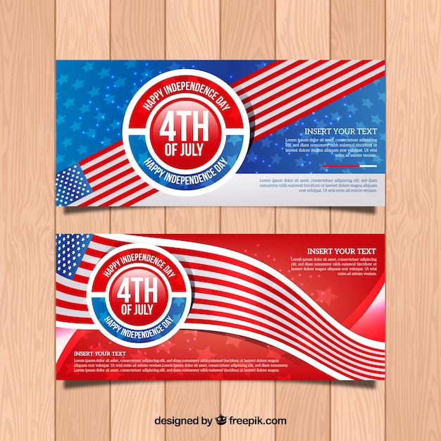 Free Vector Realistic Usa Independence Day Banners